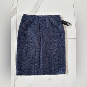 Jones New York Dark Blue Patterned Pencil Skirt